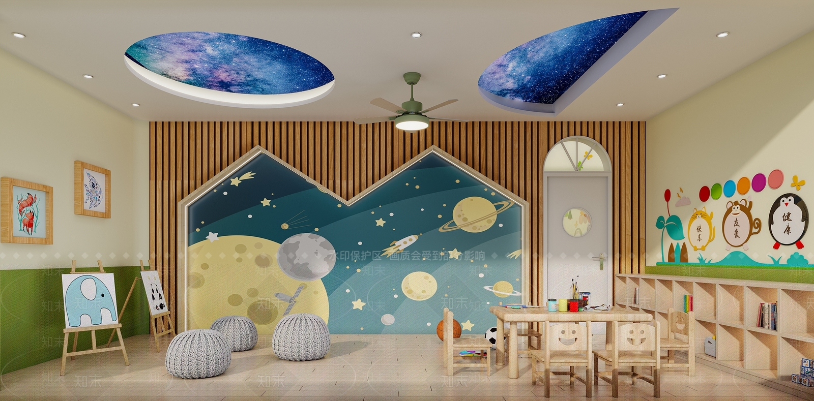 现代幼儿园手工教室3D模型下载【ID:1121308094】