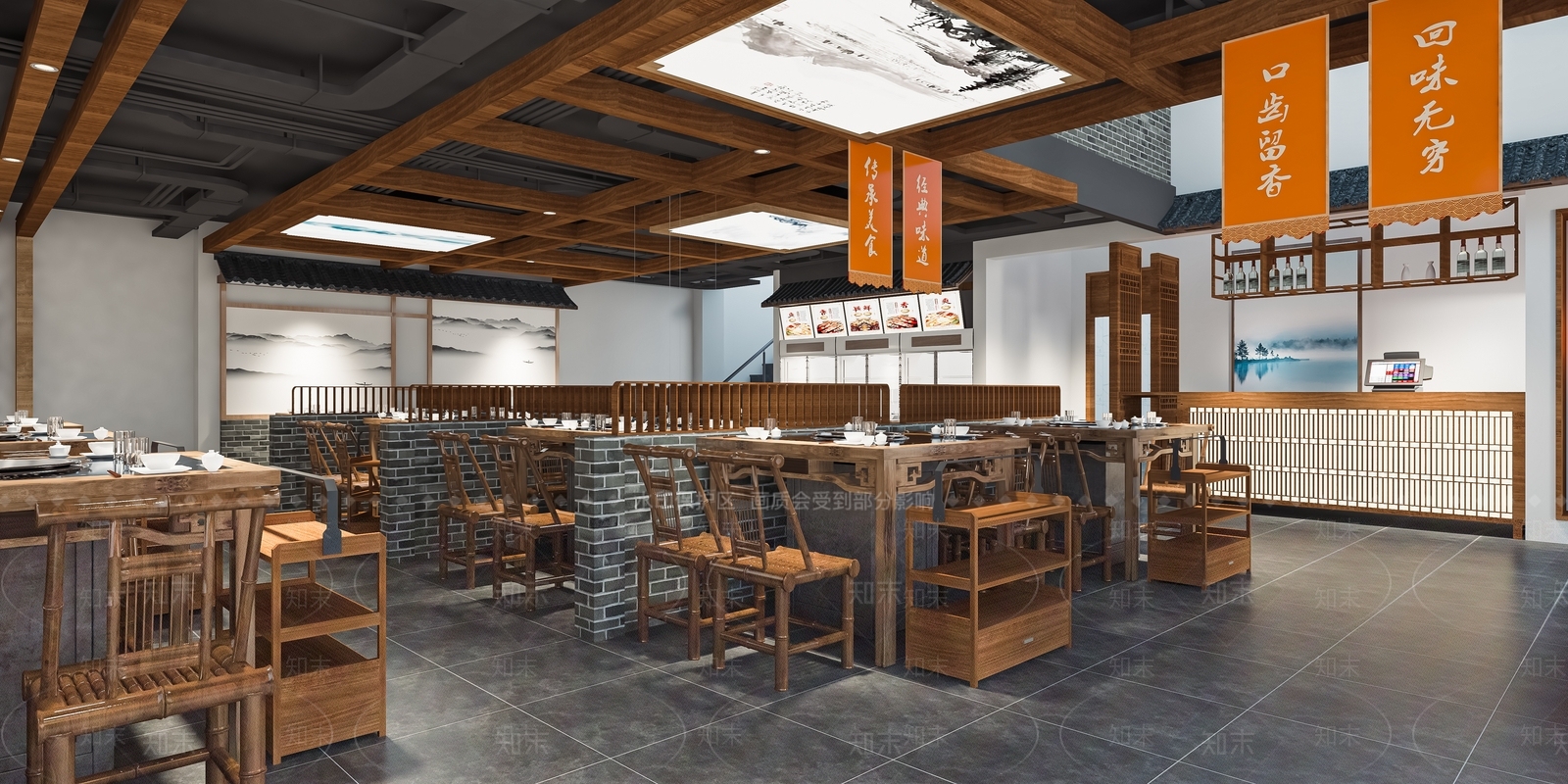 新中式火锅店SU模型下载【ID:1121314619】