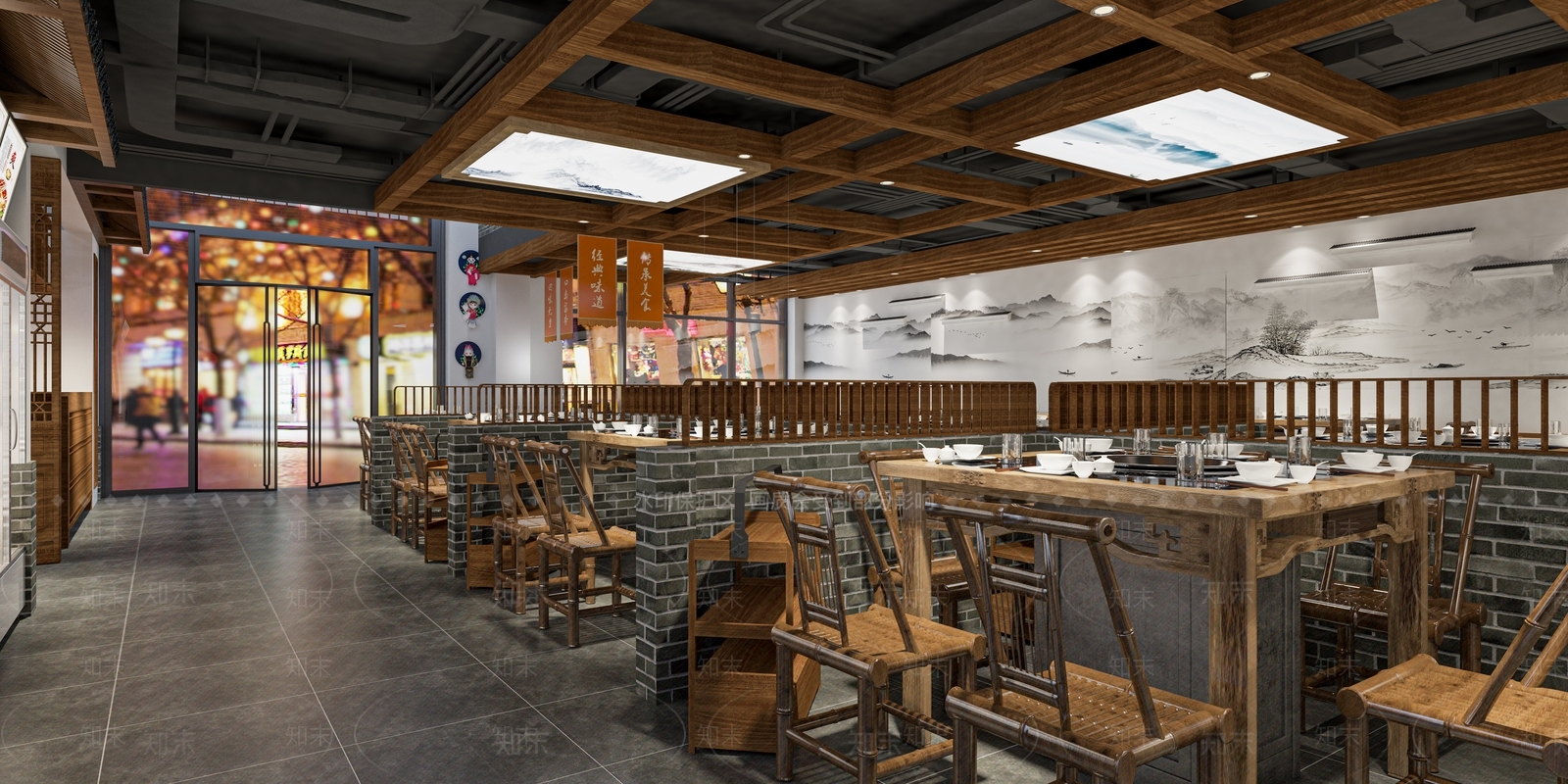 新中式火锅店SU模型下载【ID:1121314619】