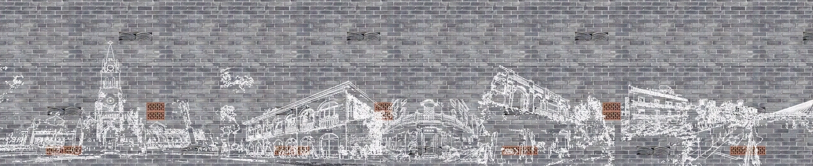 城市剪影手绘青砖墙贴图贴图下载【ID:1121325641】