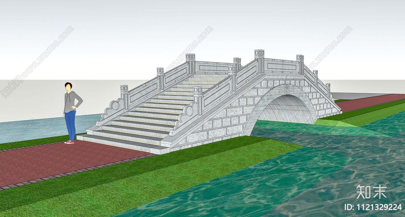 中式石拱桥SU模型下载【ID:1121329224】