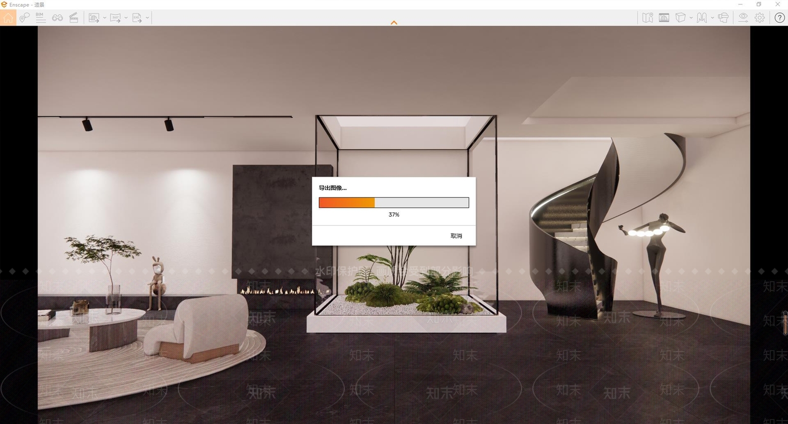 现代楼梯间SU模型下载【ID:1121331832】
