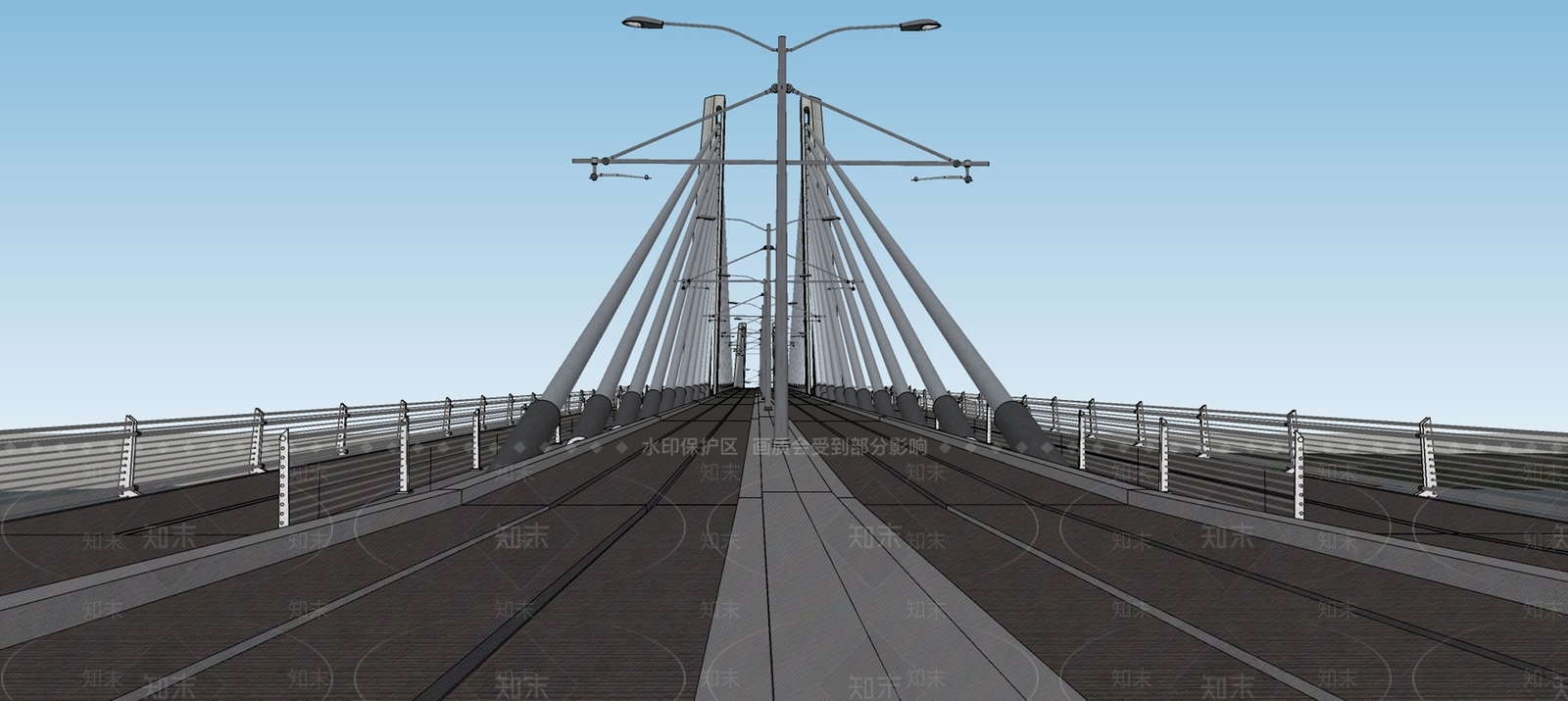 现代跨海大桥SU模型下载【ID:1136132514】