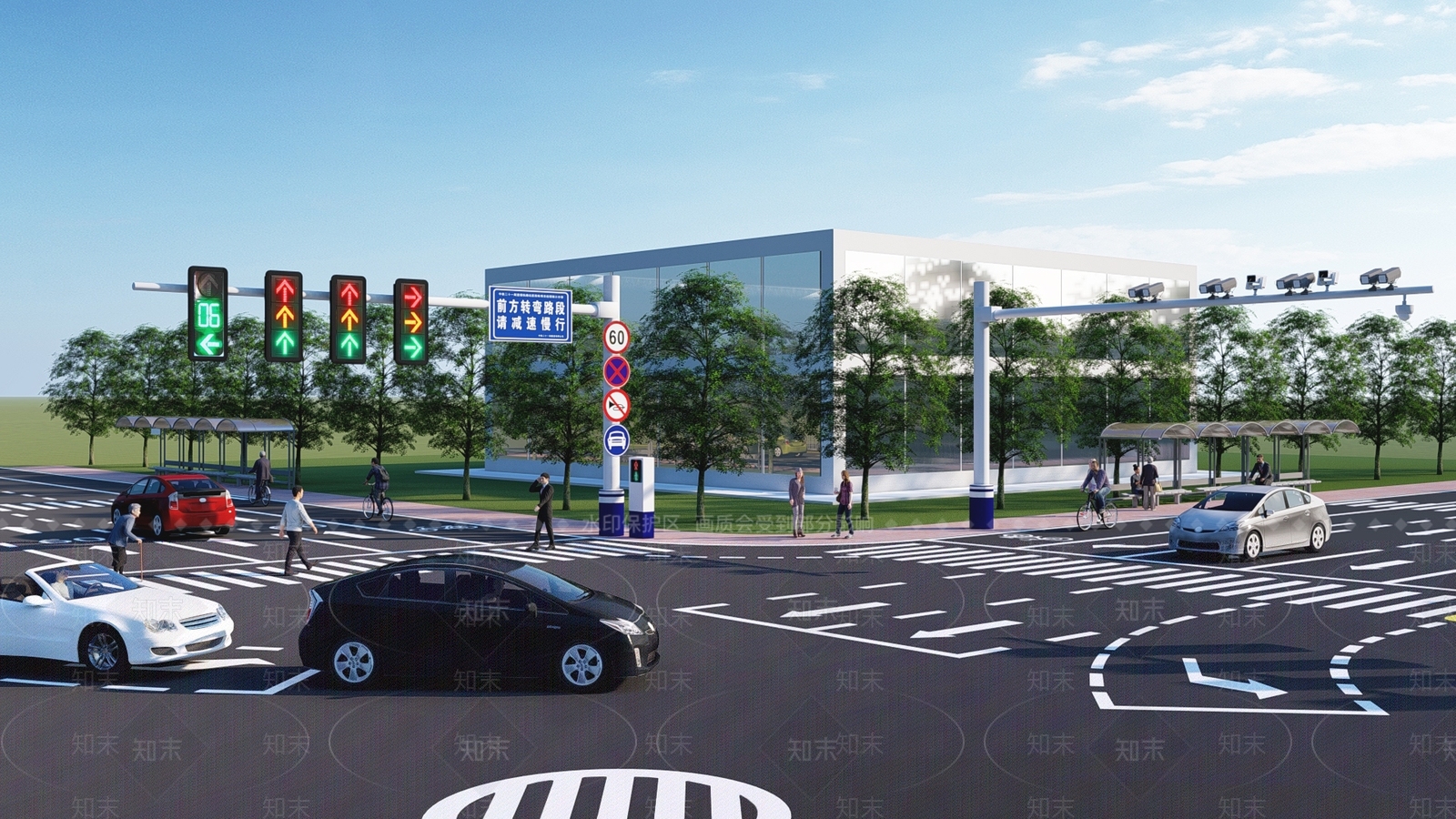 现代风格道路SU模型下载【ID:1121345660】