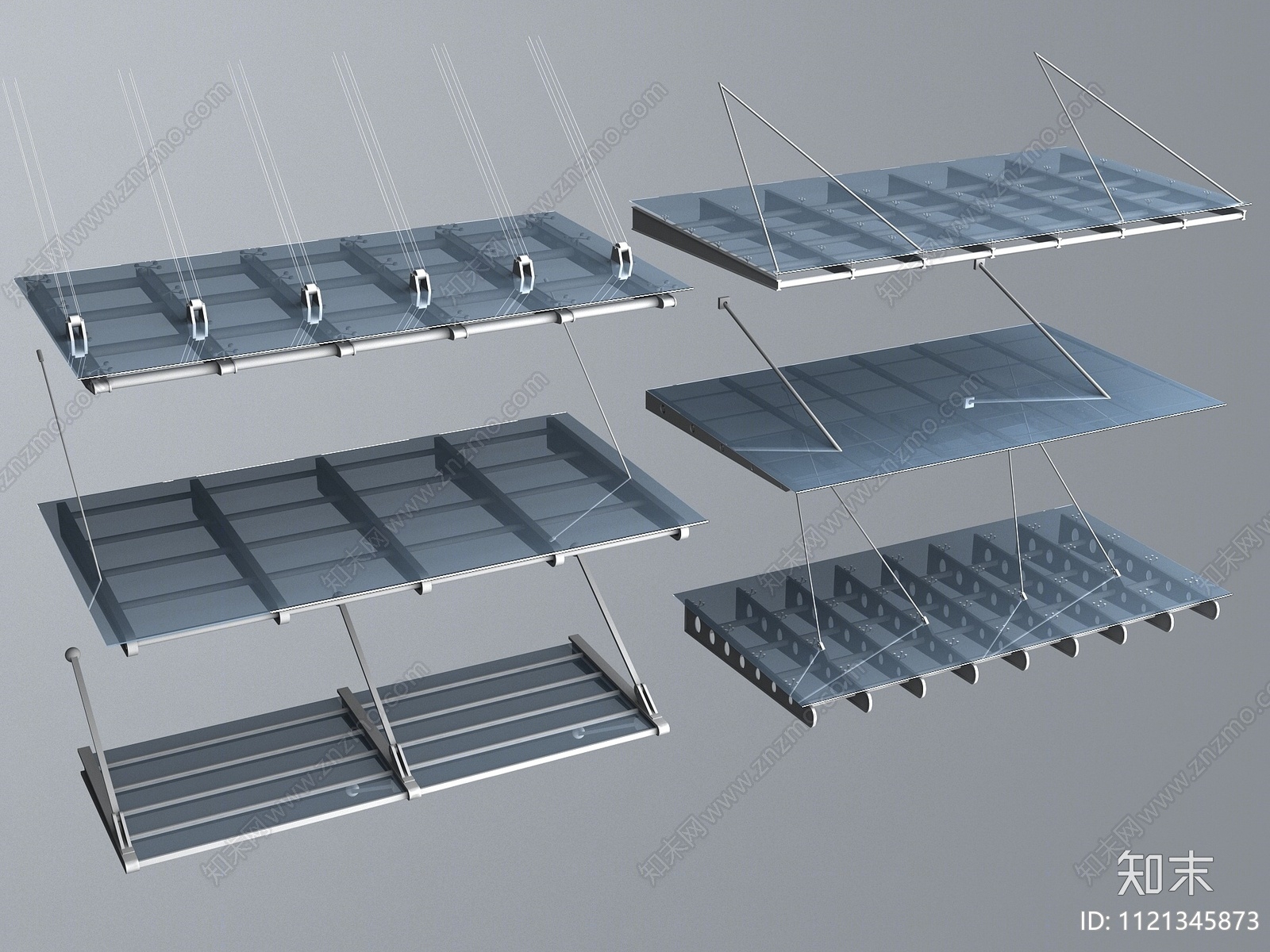 现代玻璃遮阳棚3D模型下载【ID:1121345873】
