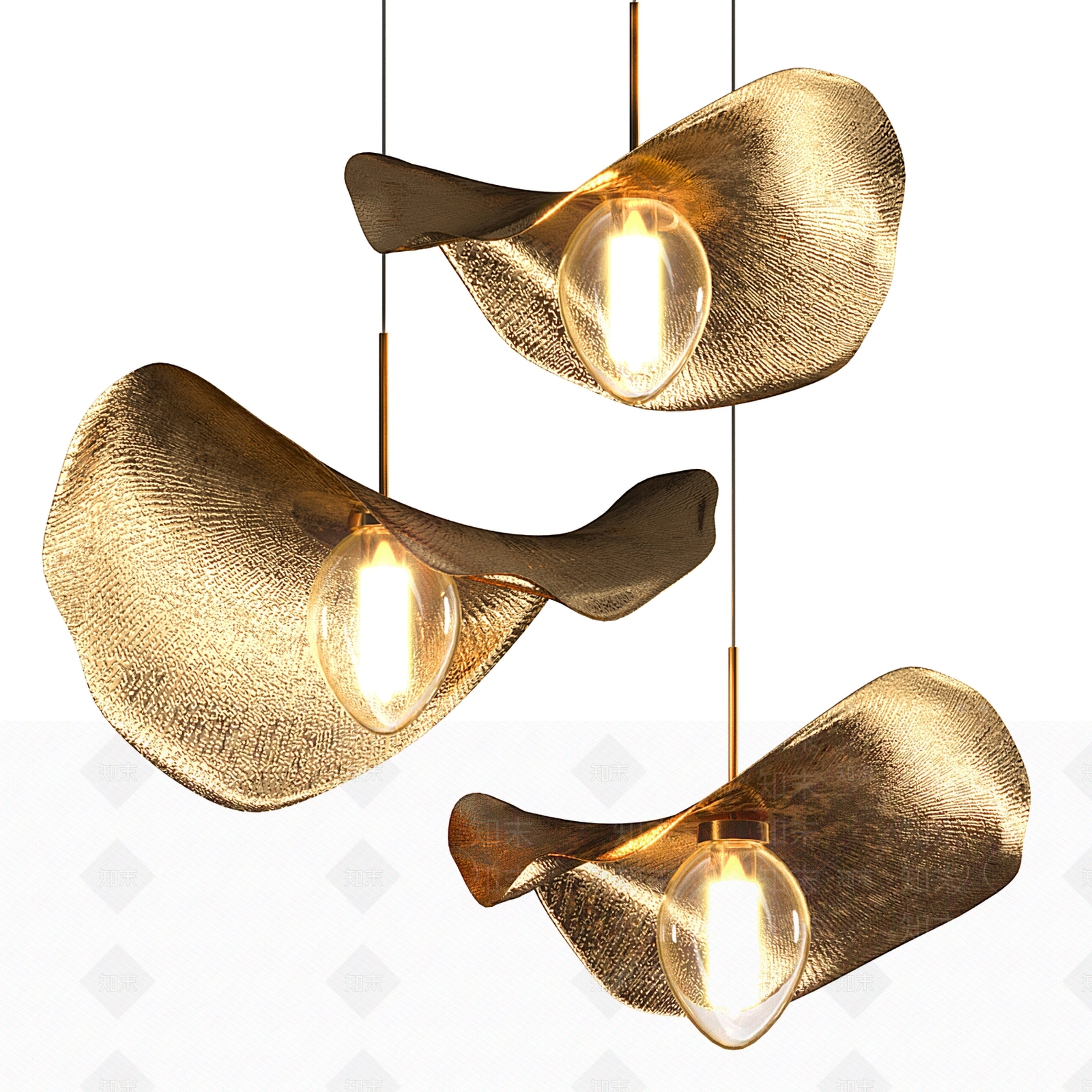 现代莲花吊灯SU模型下载【ID:1121347412】