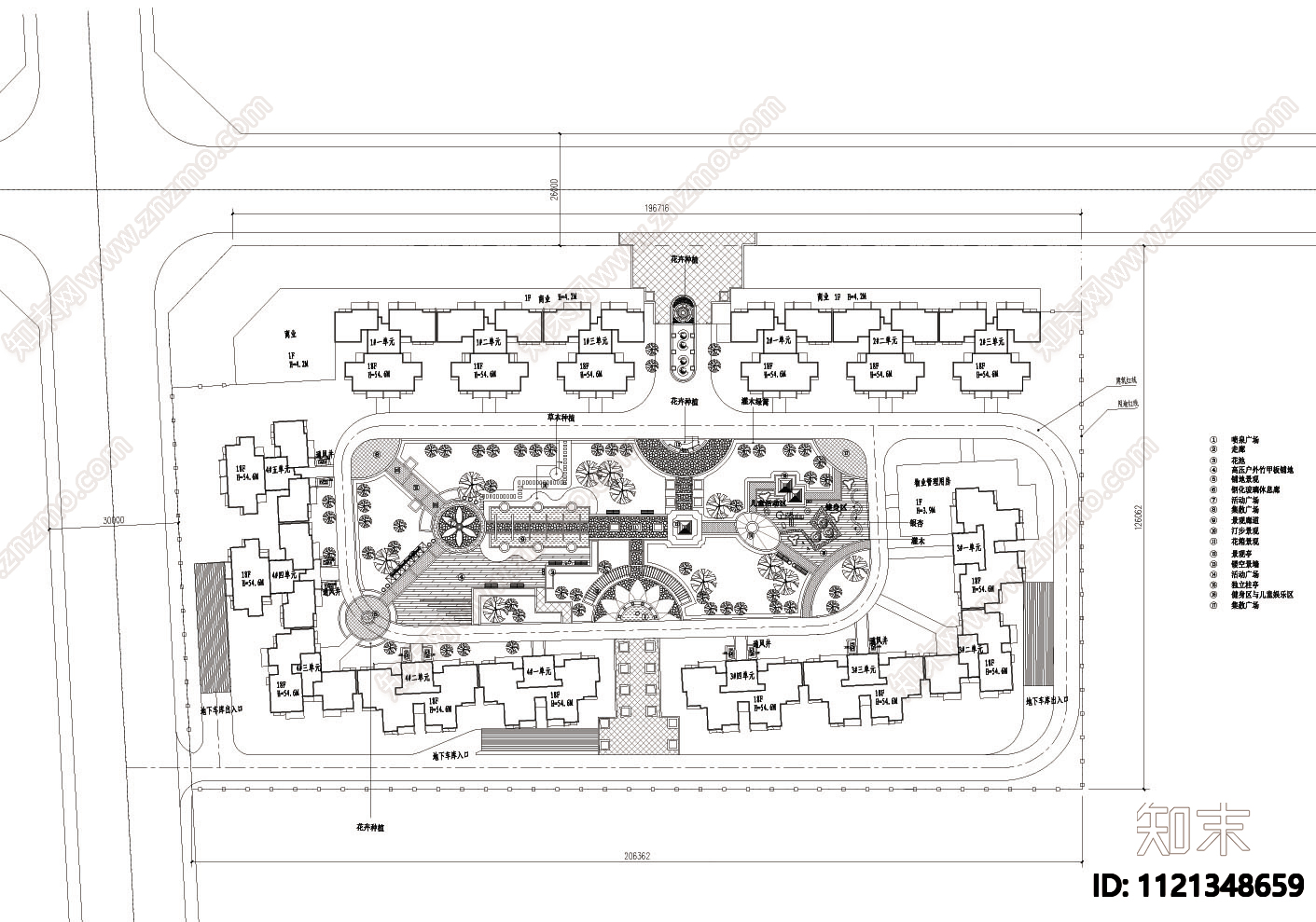 小区中心景观设计平面图施工图下载【ID:1121348659】