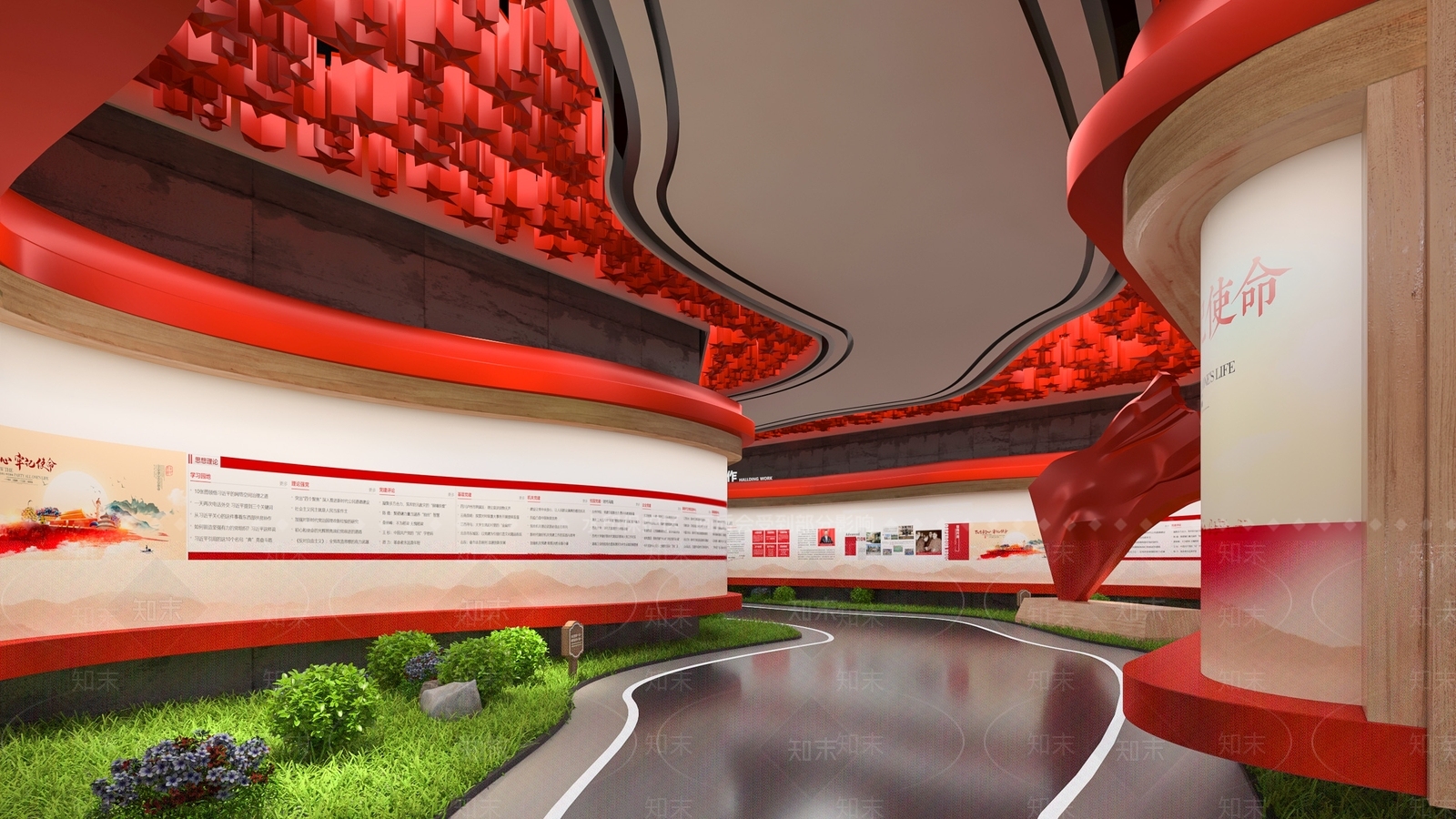 现代党建展厅SU模型下载【ID:1121352885】