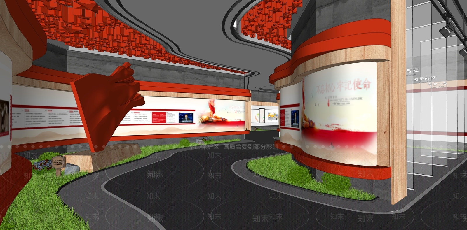 现代党建展厅SU模型下载【ID:1121352885】