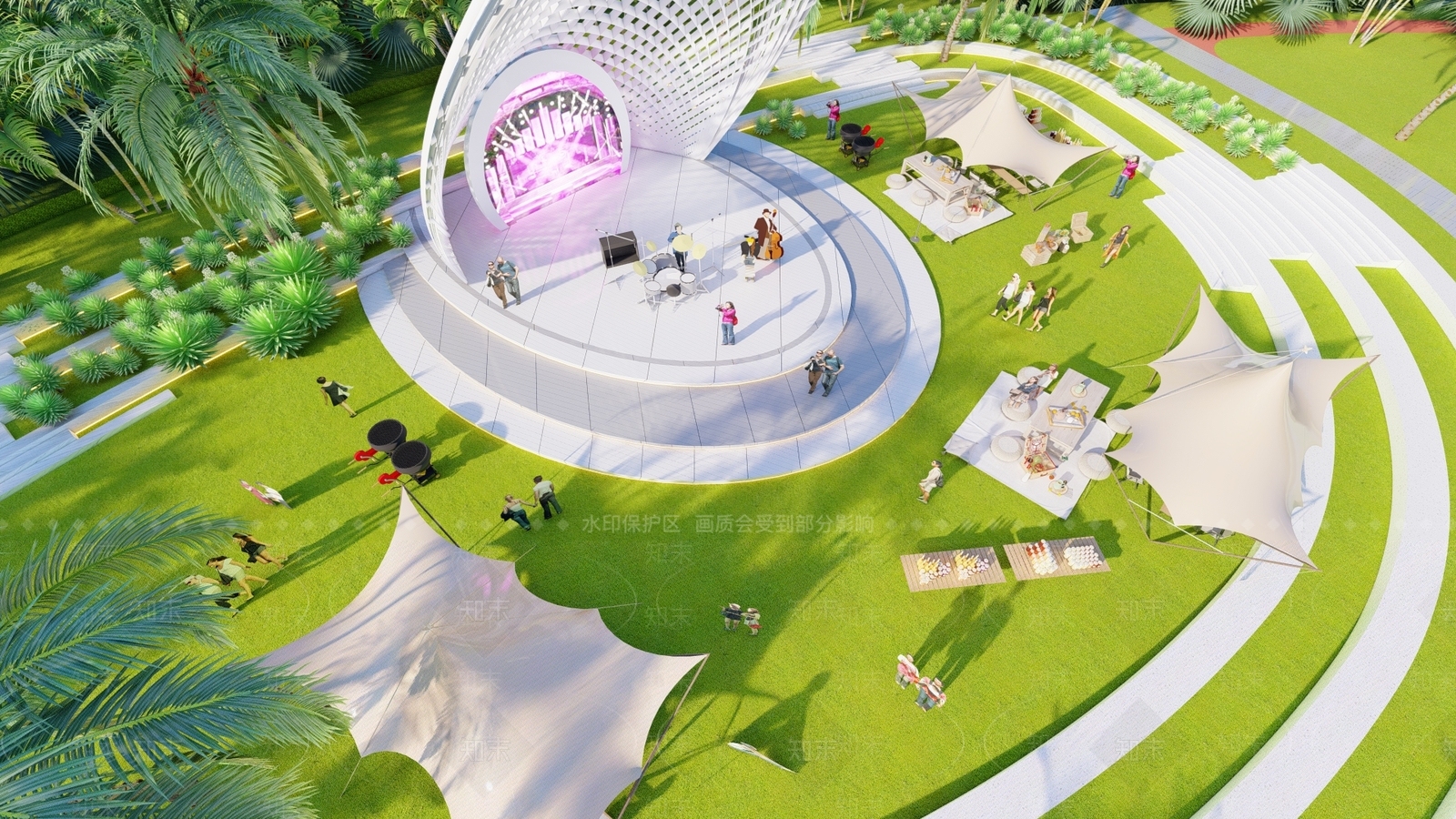 现代公园景观SU模型下载【ID:1121354830】