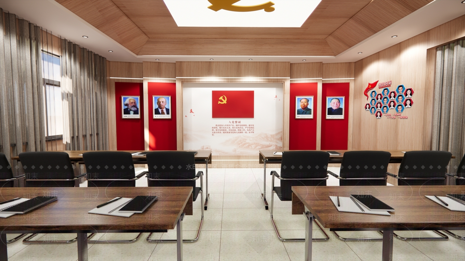 现代党建报告厅SU模型下载【ID:1121359902】