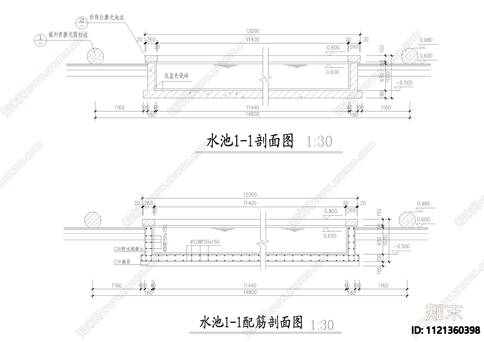 广场喷水池详图施工图施工图下载【ID:1121360398】