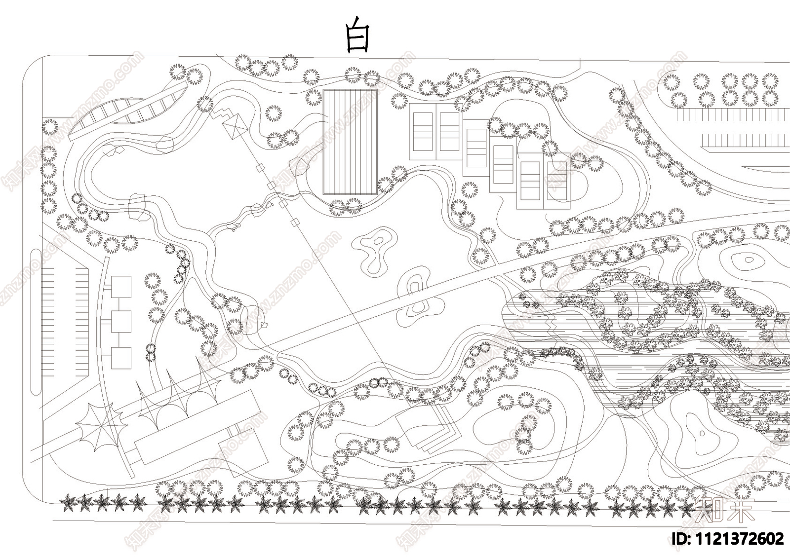 公园景观规划总图施工图下载【ID:1121372602】