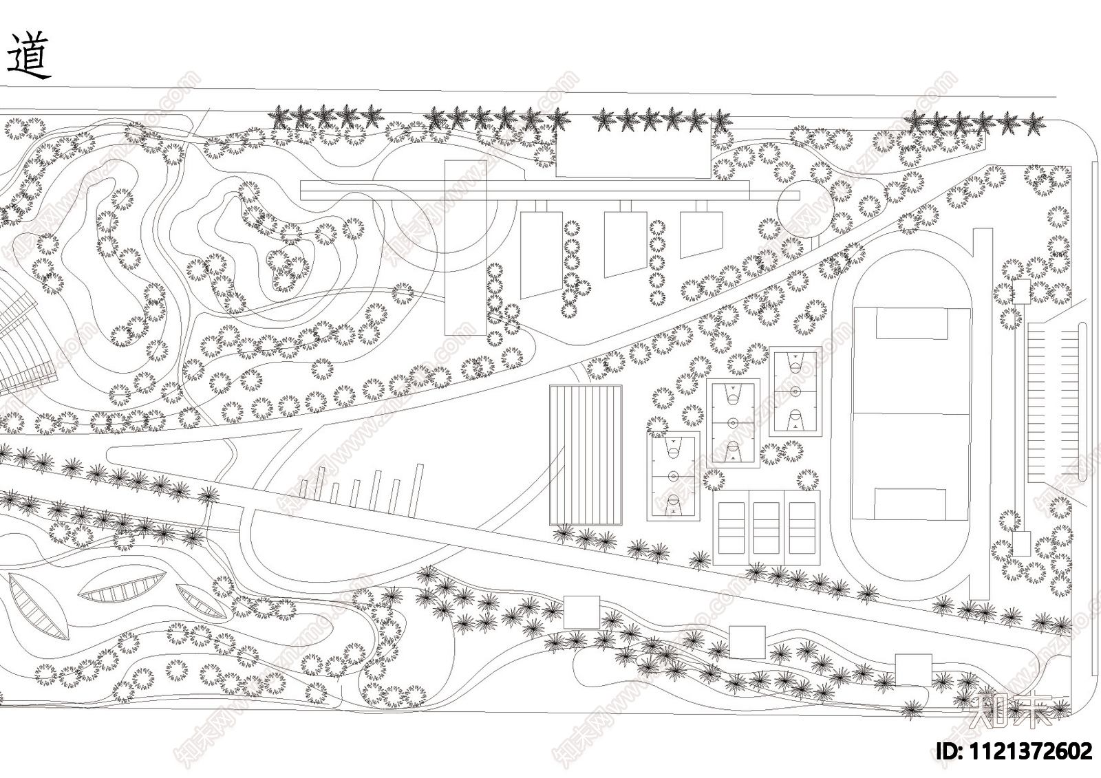 公园景观规划总图施工图下载【ID:1121372602】