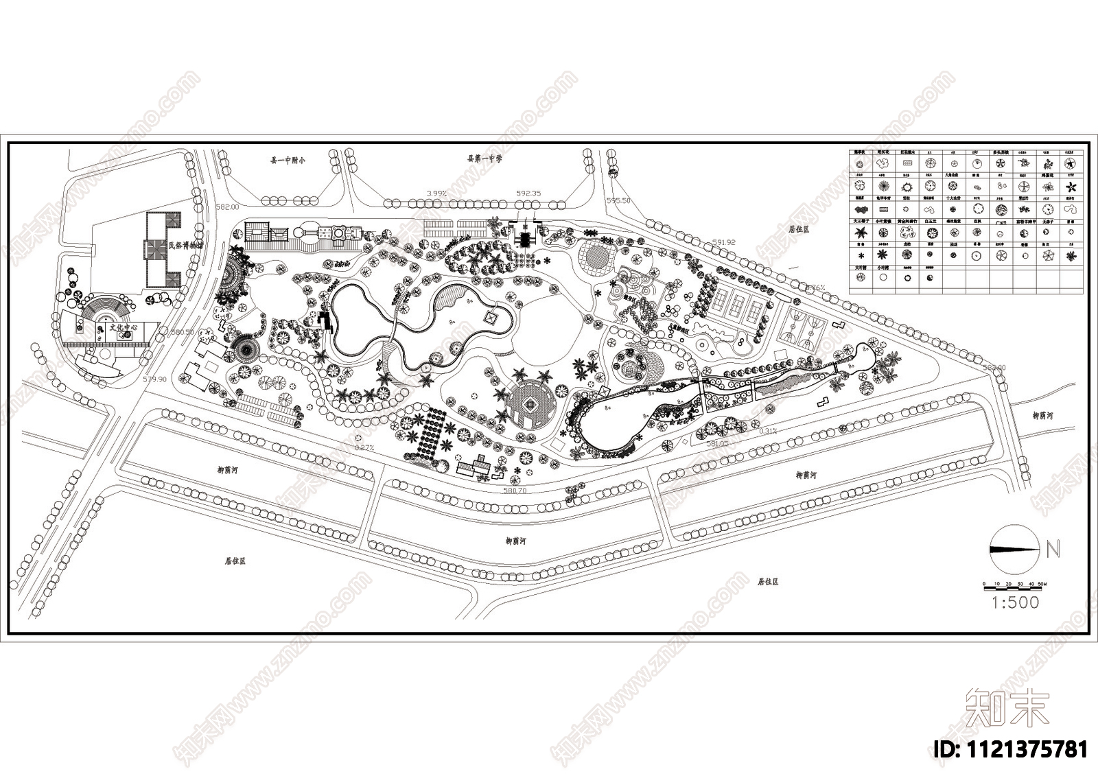 公园绿化配置图cad施工图下载【ID:1121375781】