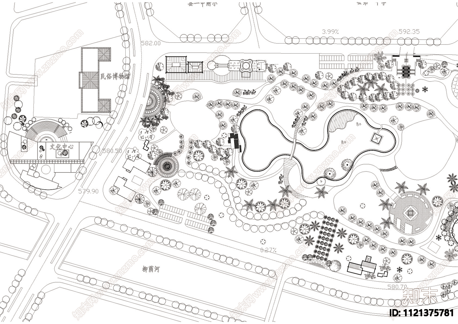 公园绿化配置图cad施工图下载【ID:1121375781】