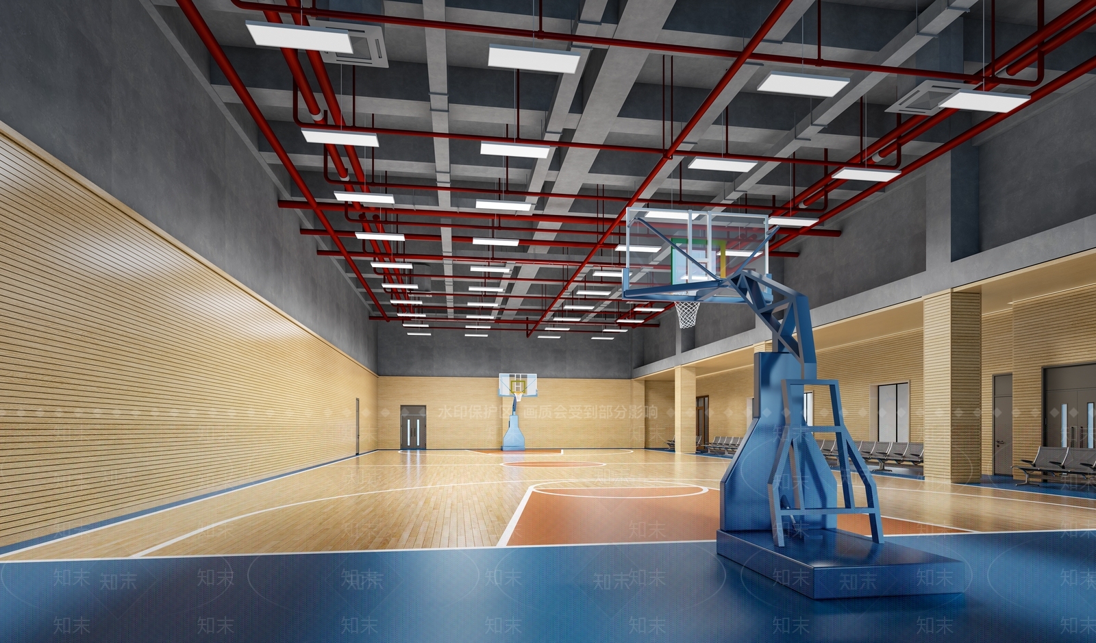 现代篮球馆3D模型下载【ID:1121383144】