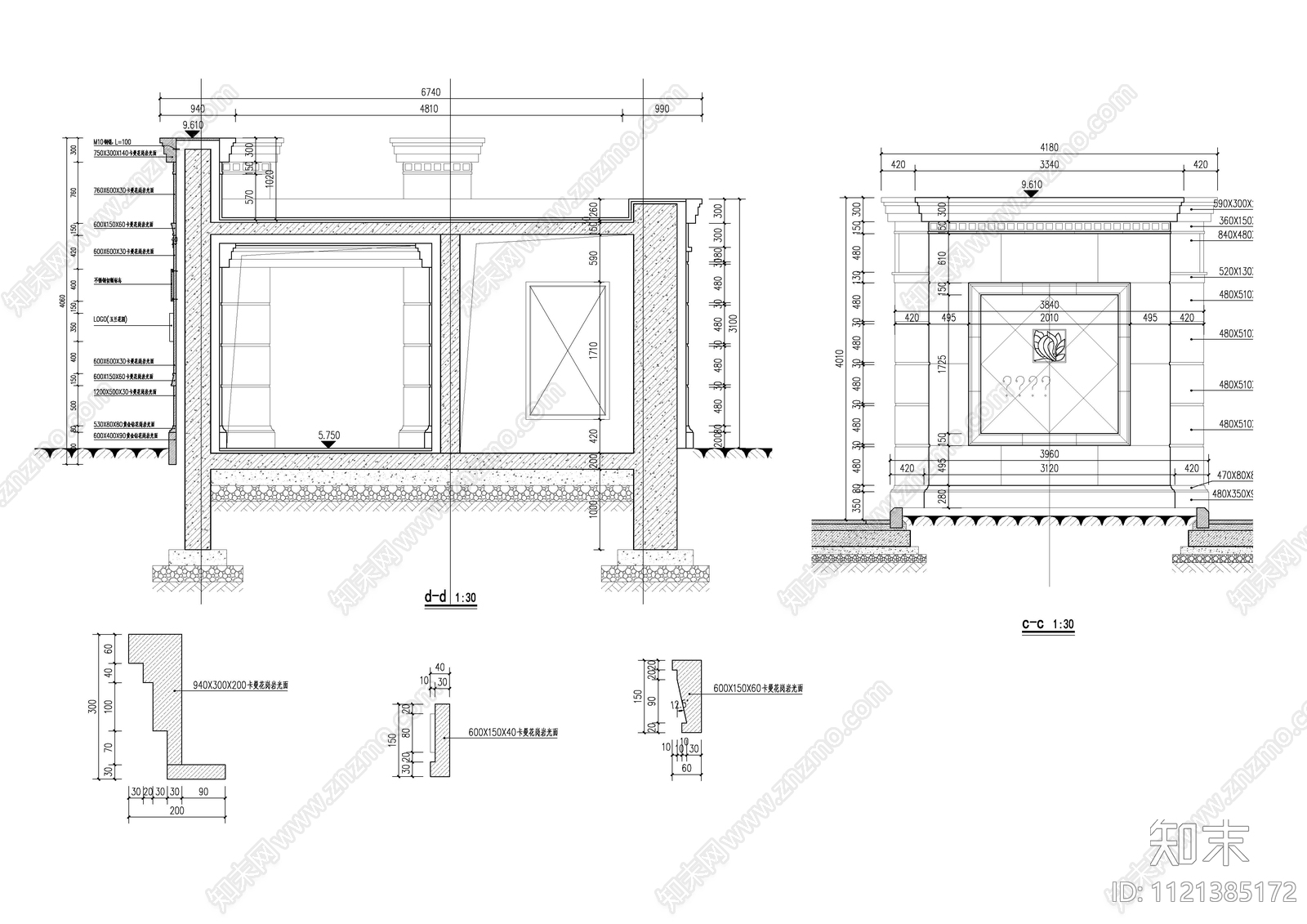 门卫室建筑设计施工图cad施工图下载【ID:1121385172】