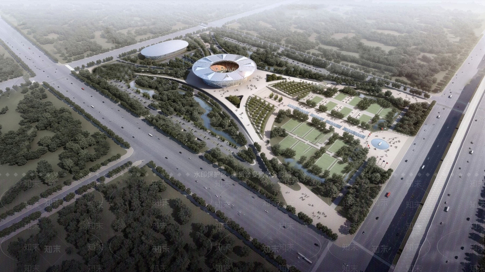 现代网球运动体育馆SU模型下载【ID:1121390835】