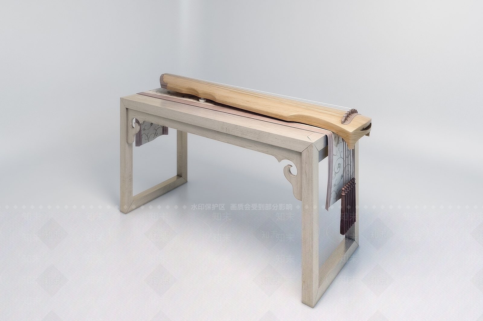 中式古琴3D模型下载【ID:1121390983】