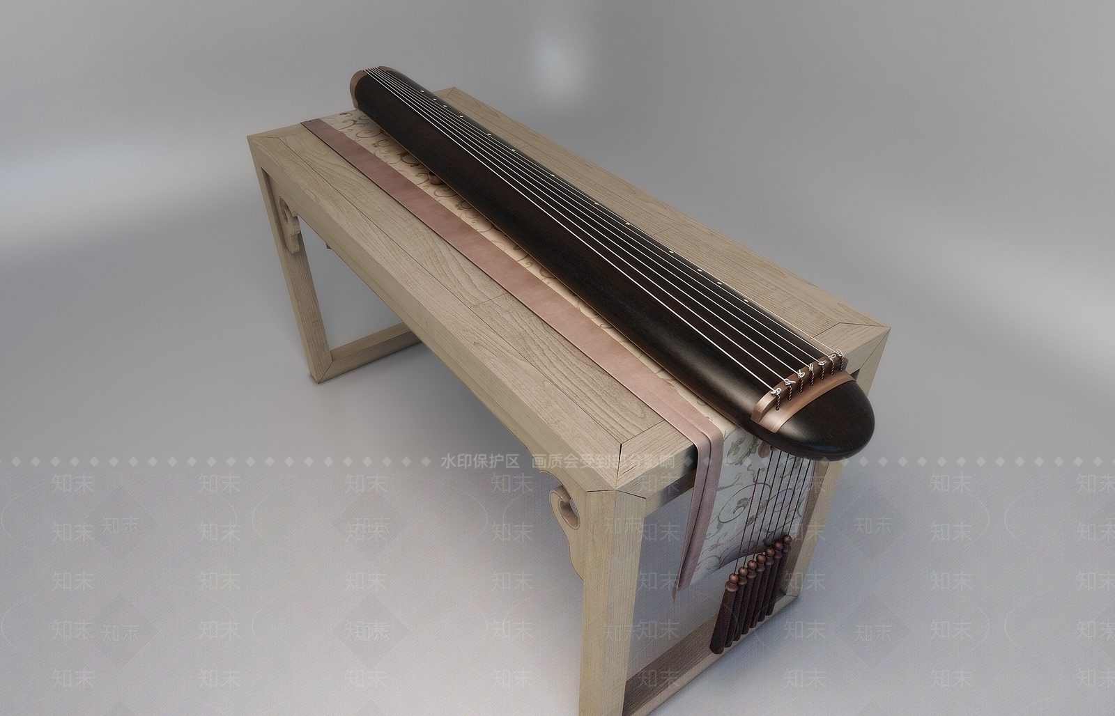 中式古琴3D模型下载【ID:1121390936】