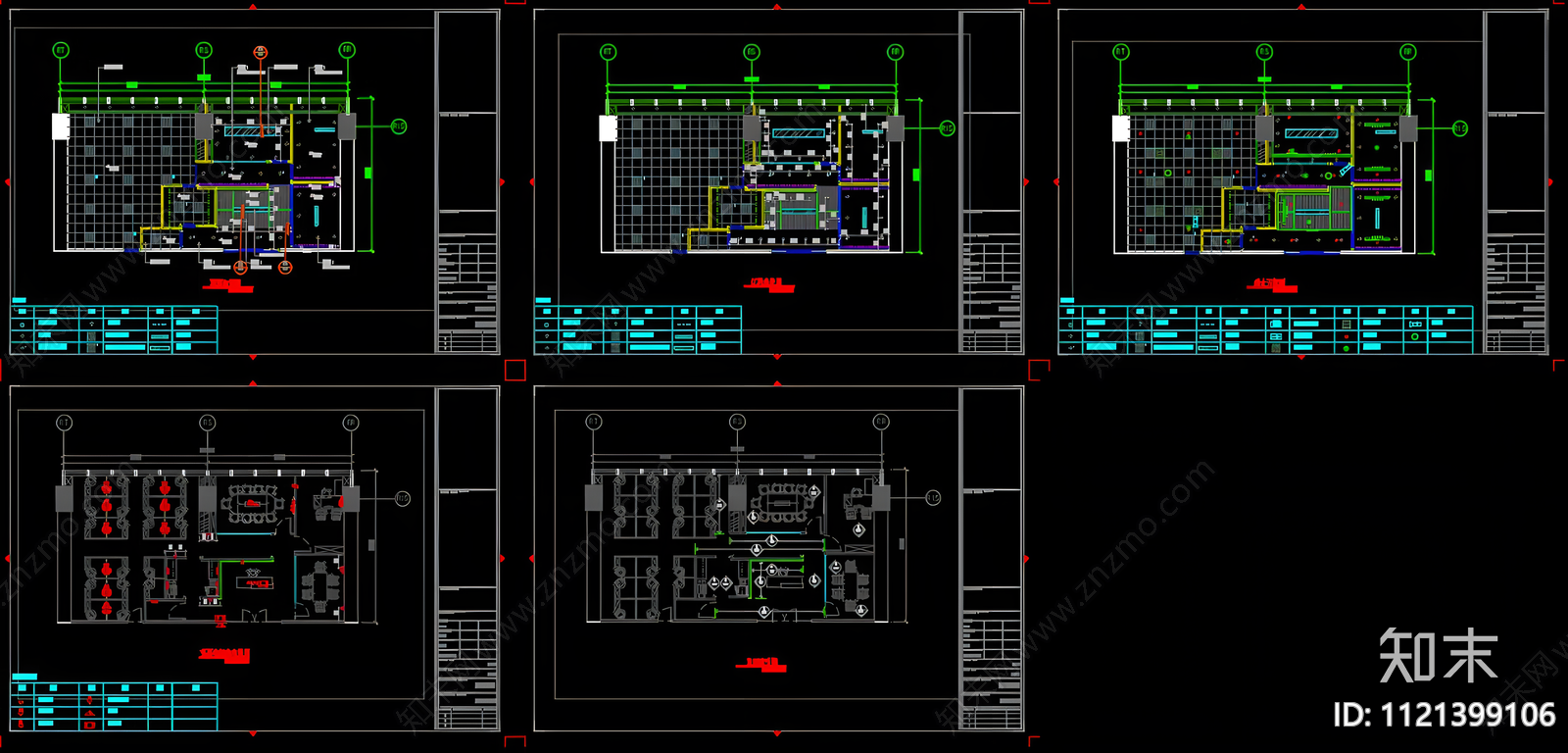 全套办公空间CAD施工图效果图cad施工图下载【ID:1121399106】