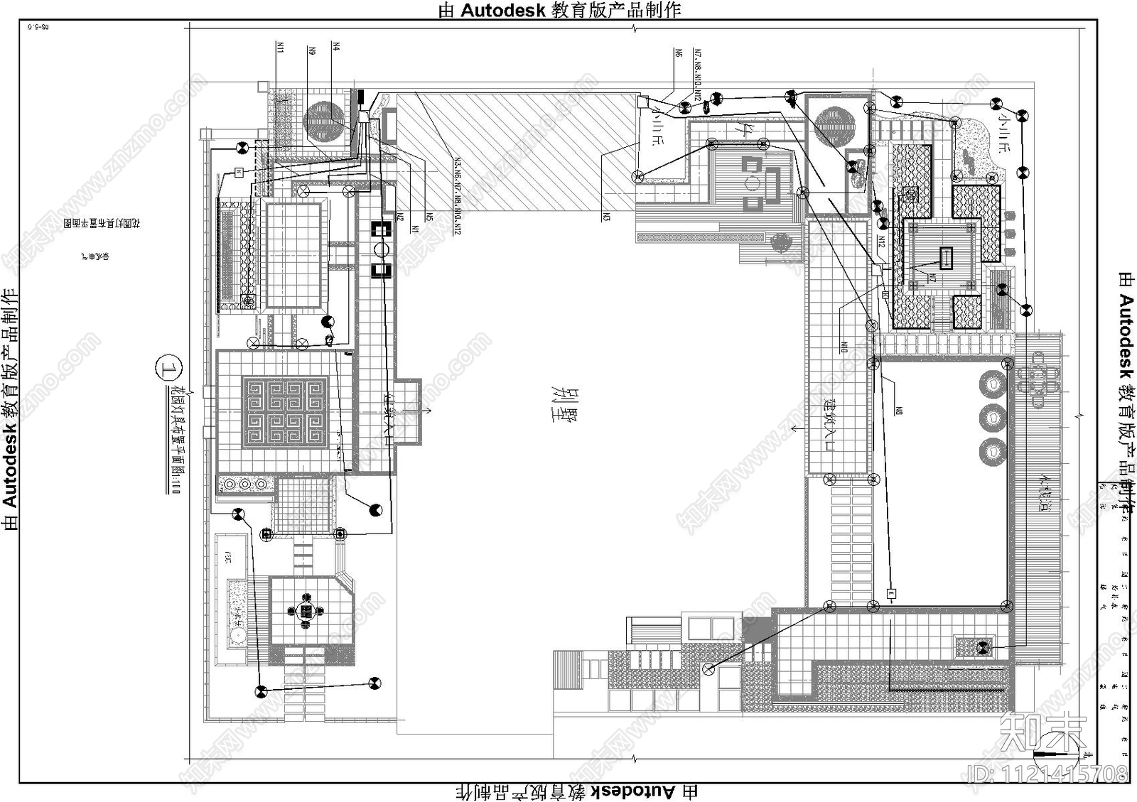 现代简约别墅庭院景观绿化水电园建施工图cad施工图下载【ID:1121415708】