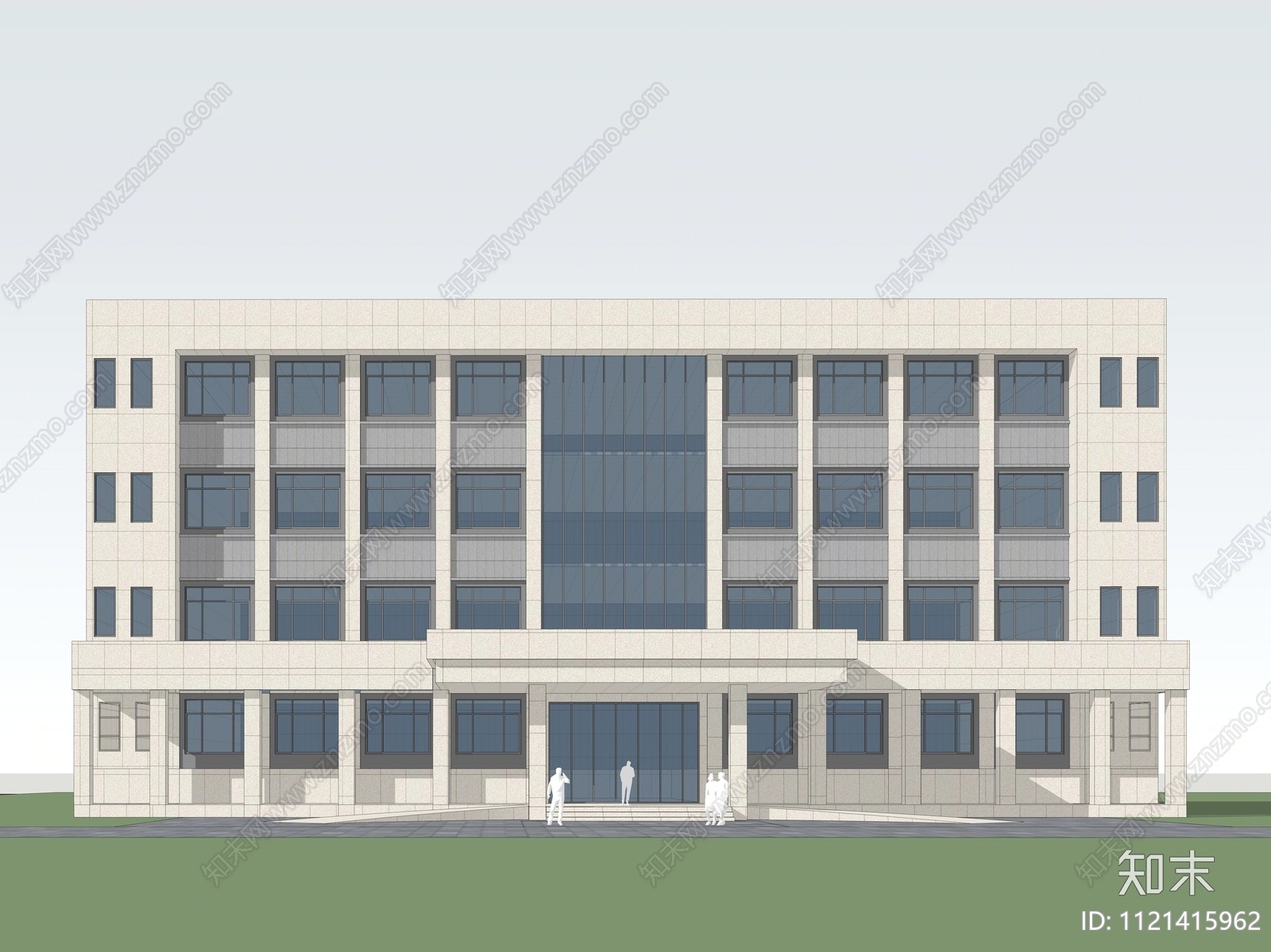 现代多层政府办公楼SU模型下载【ID:1121415962】