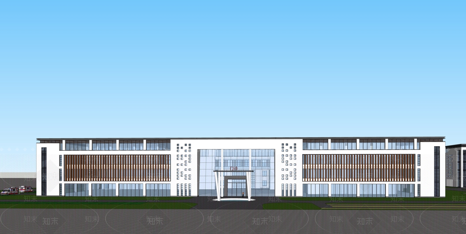新中式医疗建筑SU模型下载【ID:1121422779】