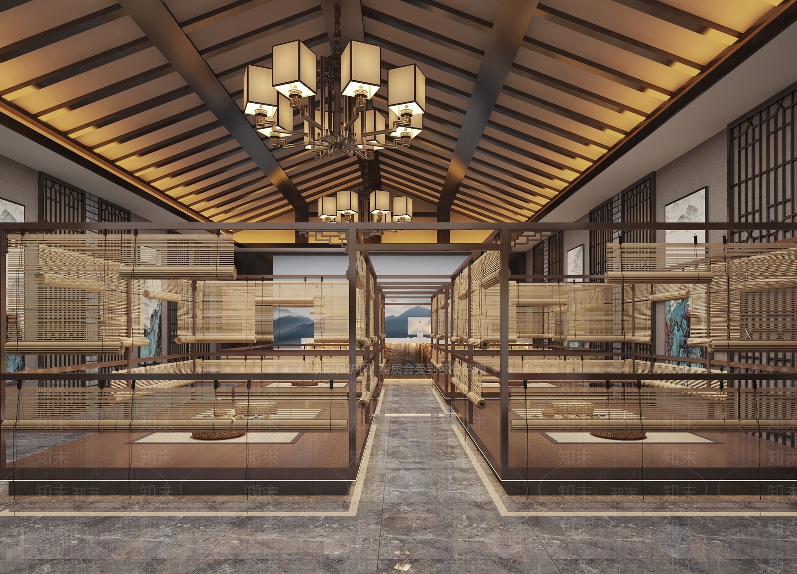 新中式洗浴中心休息区3D模型下载【ID:1121428692】