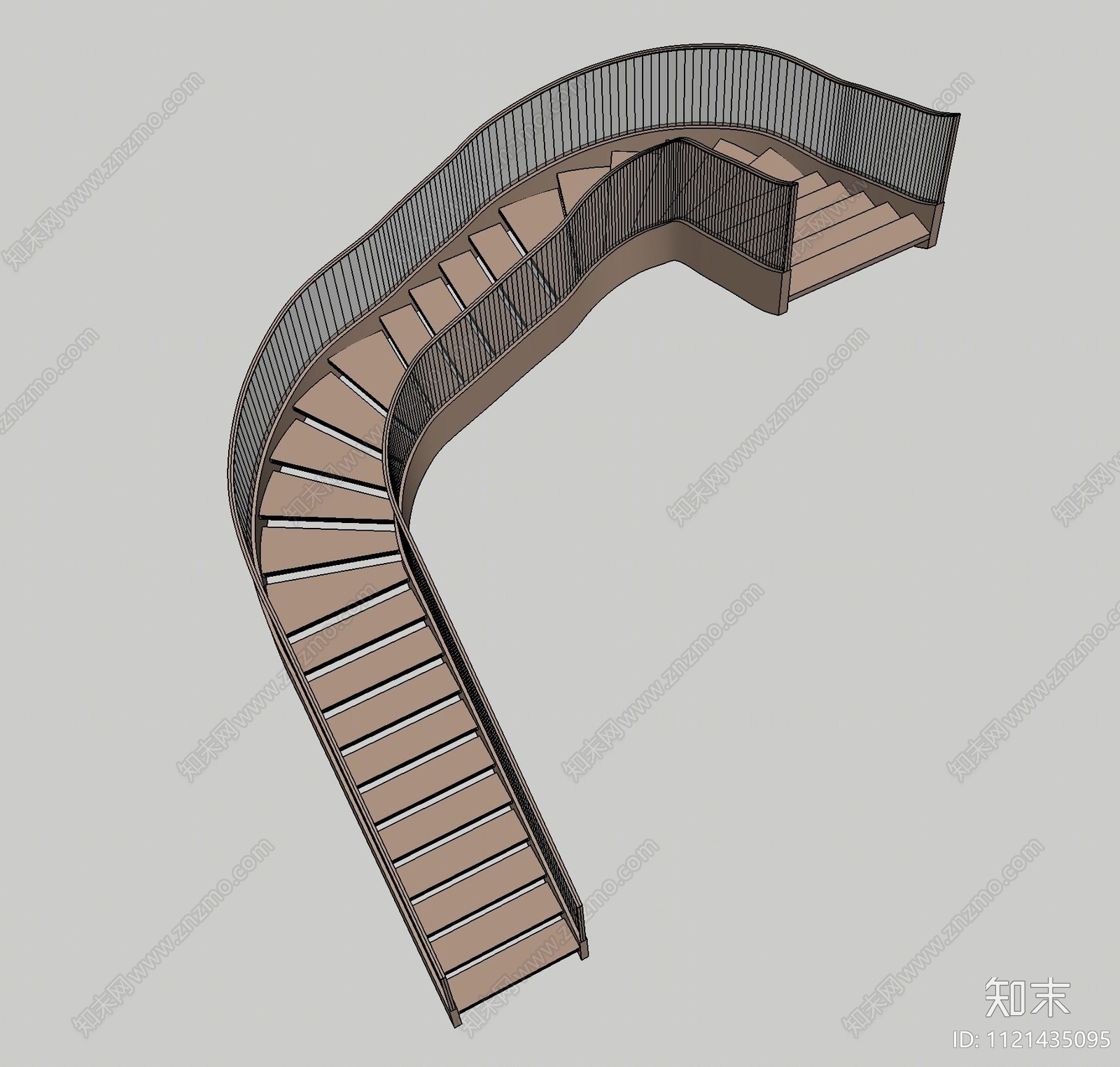 现代扶手楼梯SU模型下载【ID:1121435095】