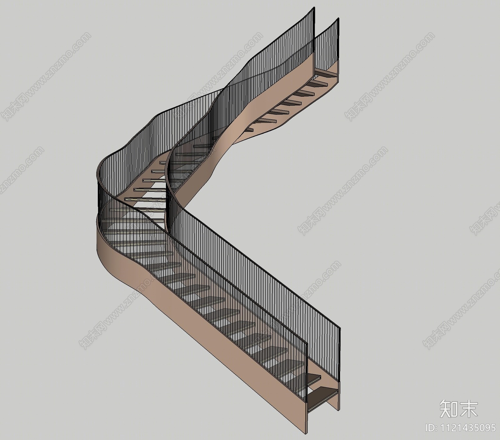 现代扶手楼梯SU模型下载【ID:1121435095】