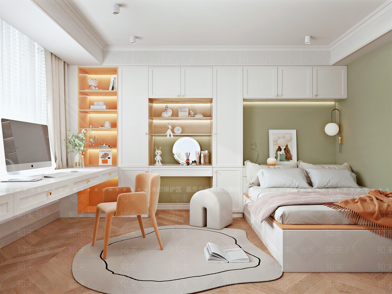 北欧榻榻米卧室3D模型下载【ID:1121443572】