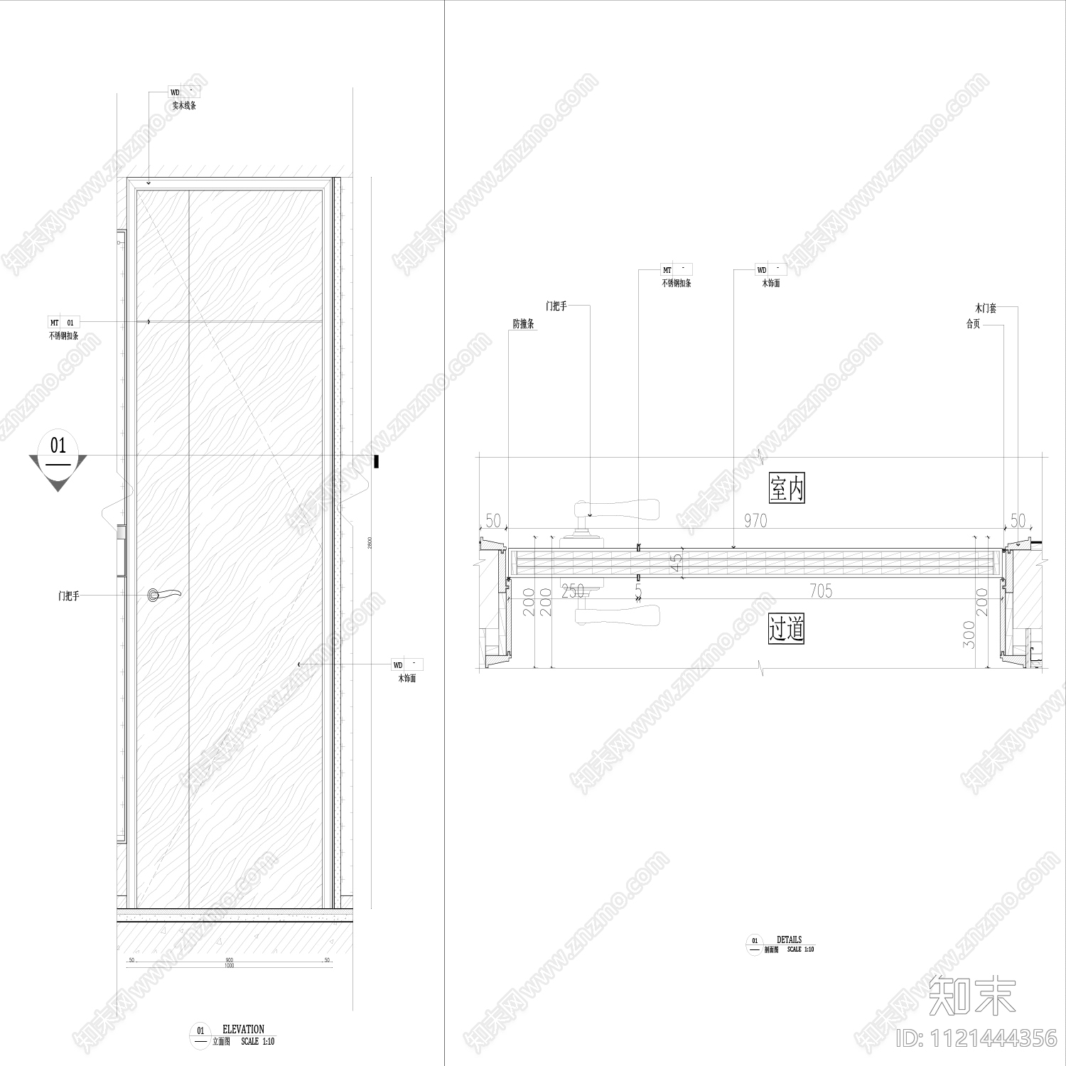 门节点详图cad施工图下载【ID:1121444356】