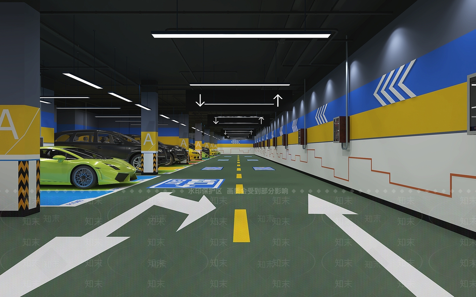 现代地下停车场3D模型下载【ID:1121449541】