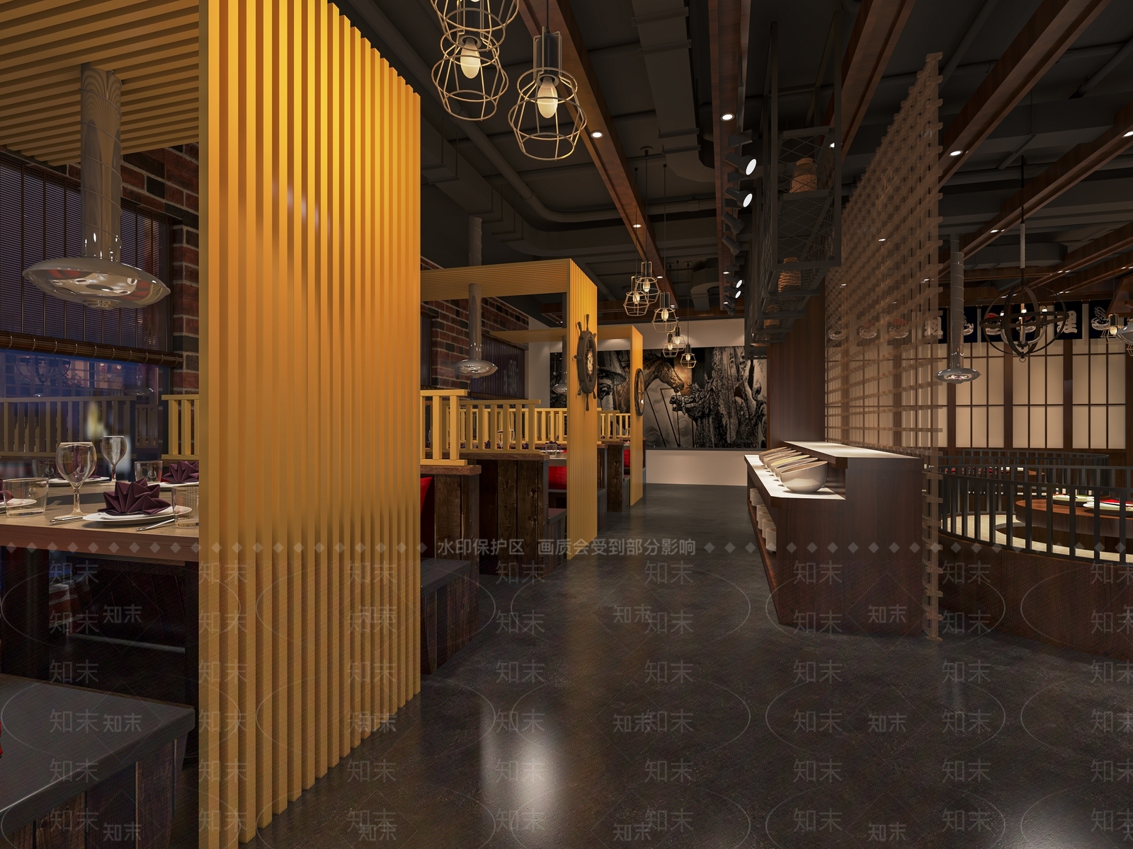 日式烤肉店SU模型下载【ID:1121452867】