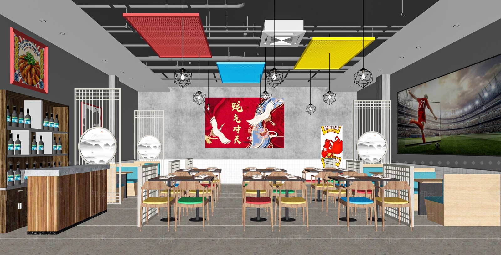 现代烧烤店SU模型下载【ID:1121453729】