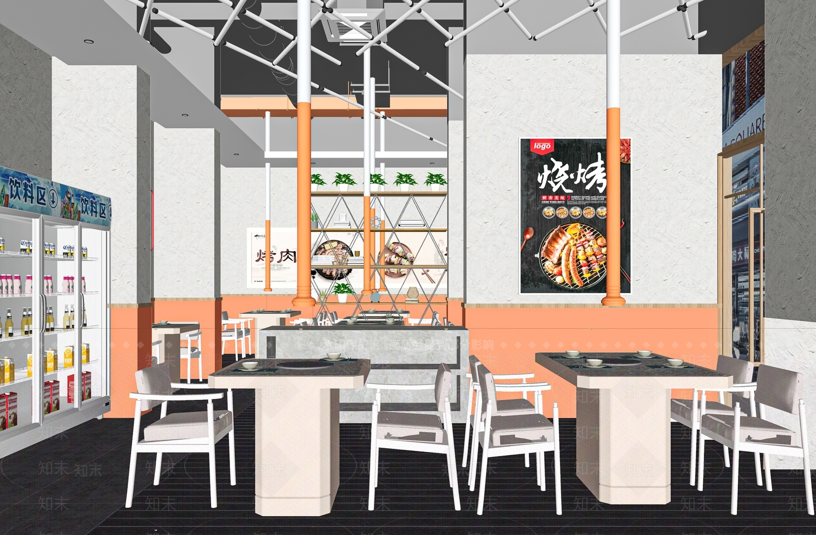 现代烤肉店SU模型下载【ID:1121453753】