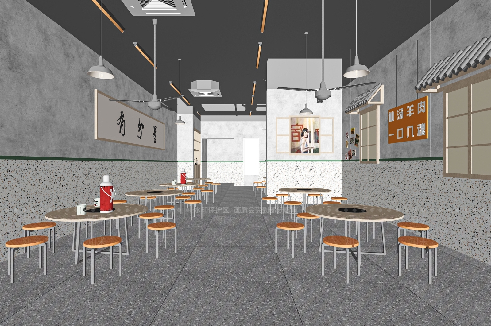 现代烧烤店SU模型下载【ID:1121454573】