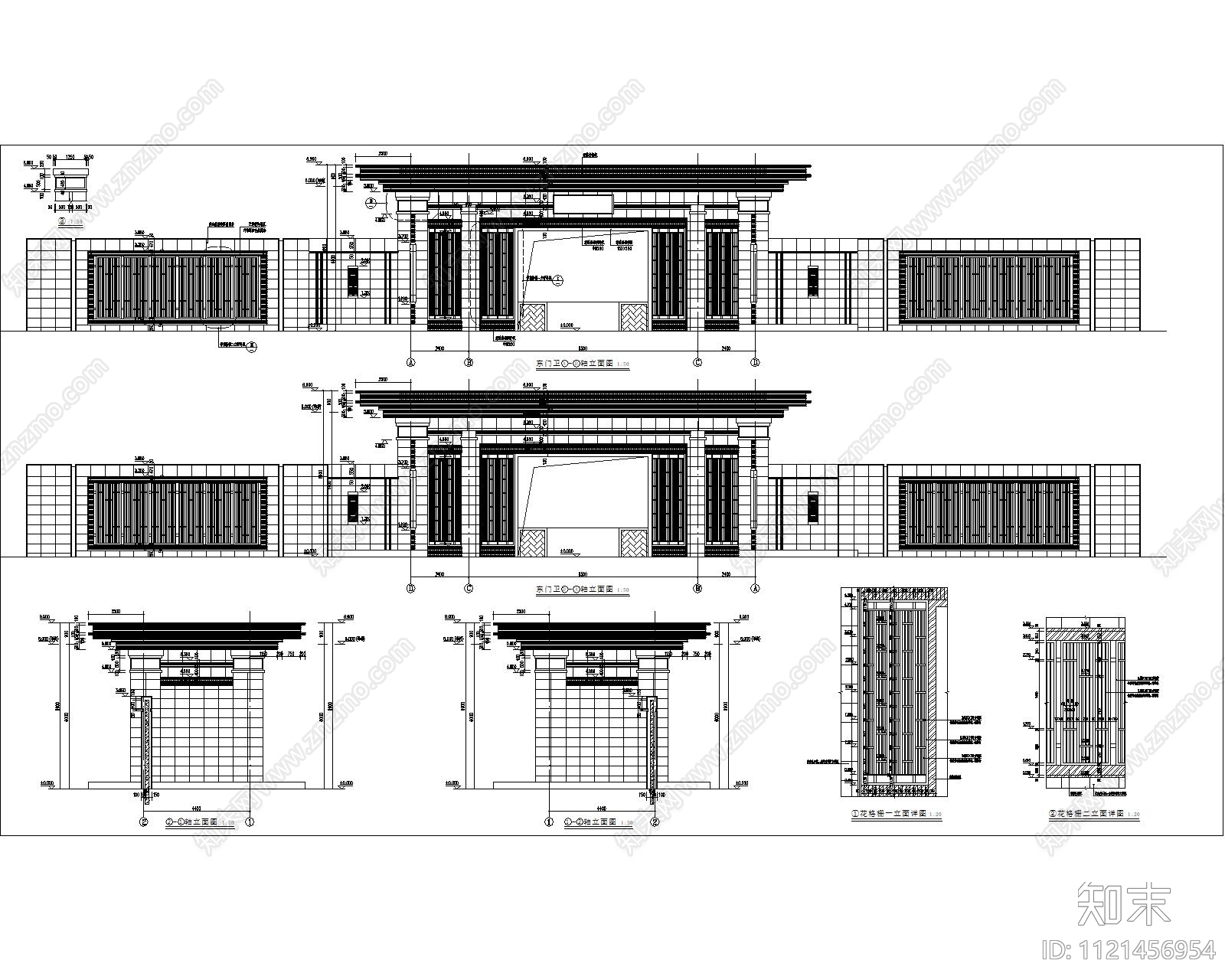 新中式大门节点详图施工图施工图下载【ID:1121456954】