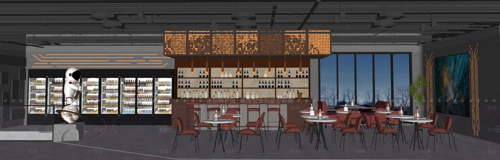 现代酒吧SU模型下载【ID:1121459254】