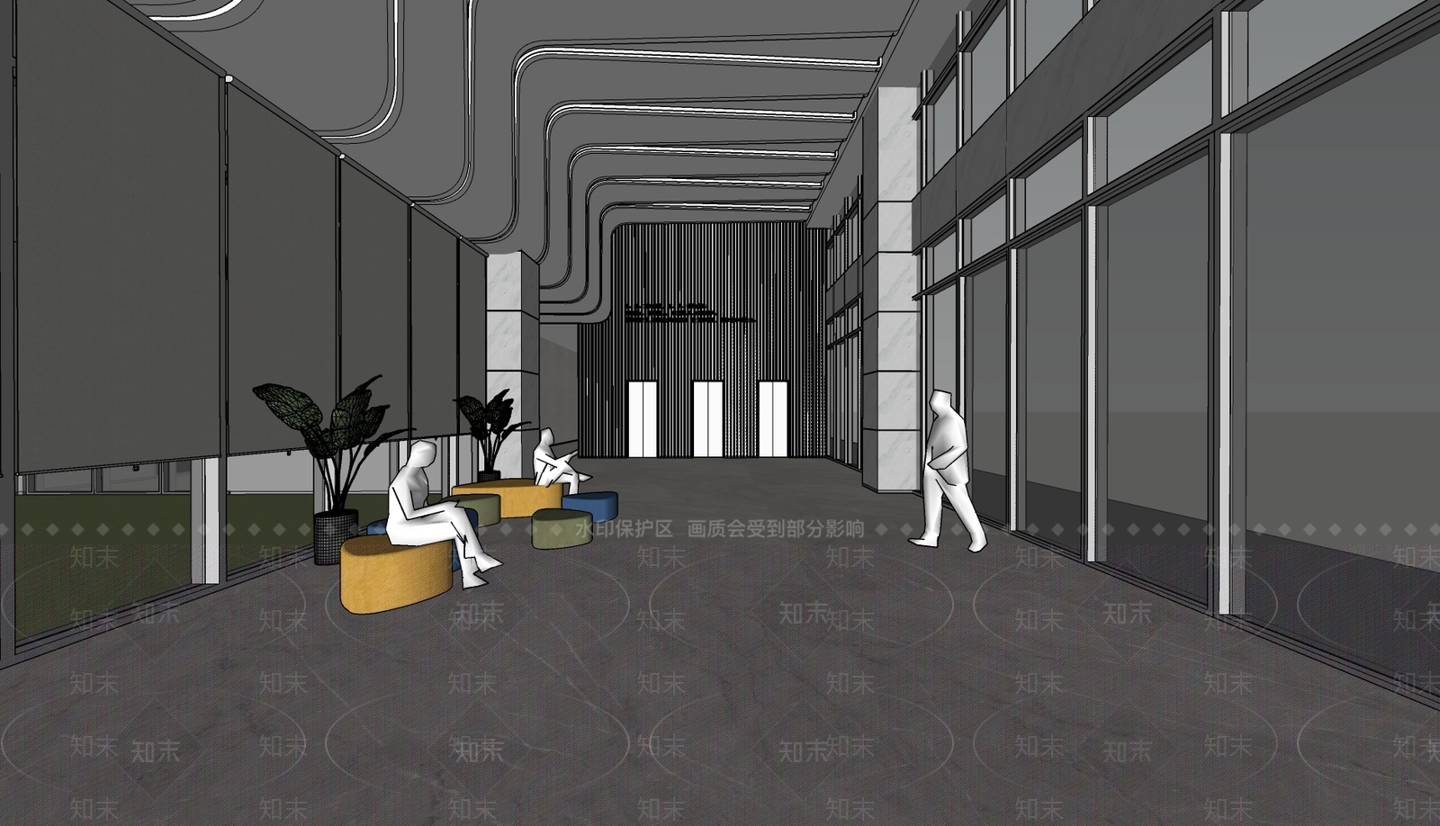现代电梯厅SU模型下载【ID:1121837558】