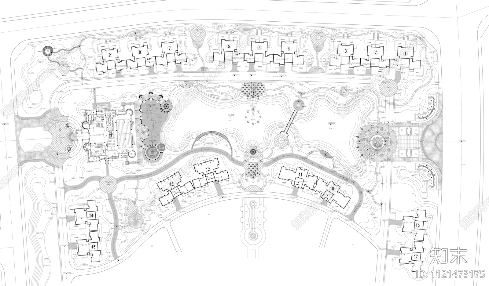 欧式居住区景观平面图设计cad施工图下载【ID:1121473175】
