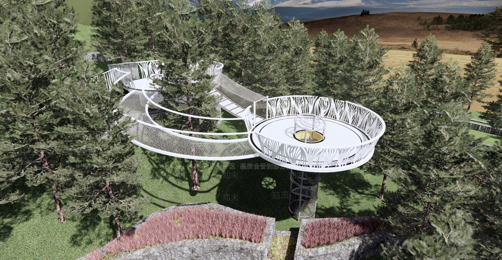 现代森林公园观光台SU模型下载【ID:1121473967】