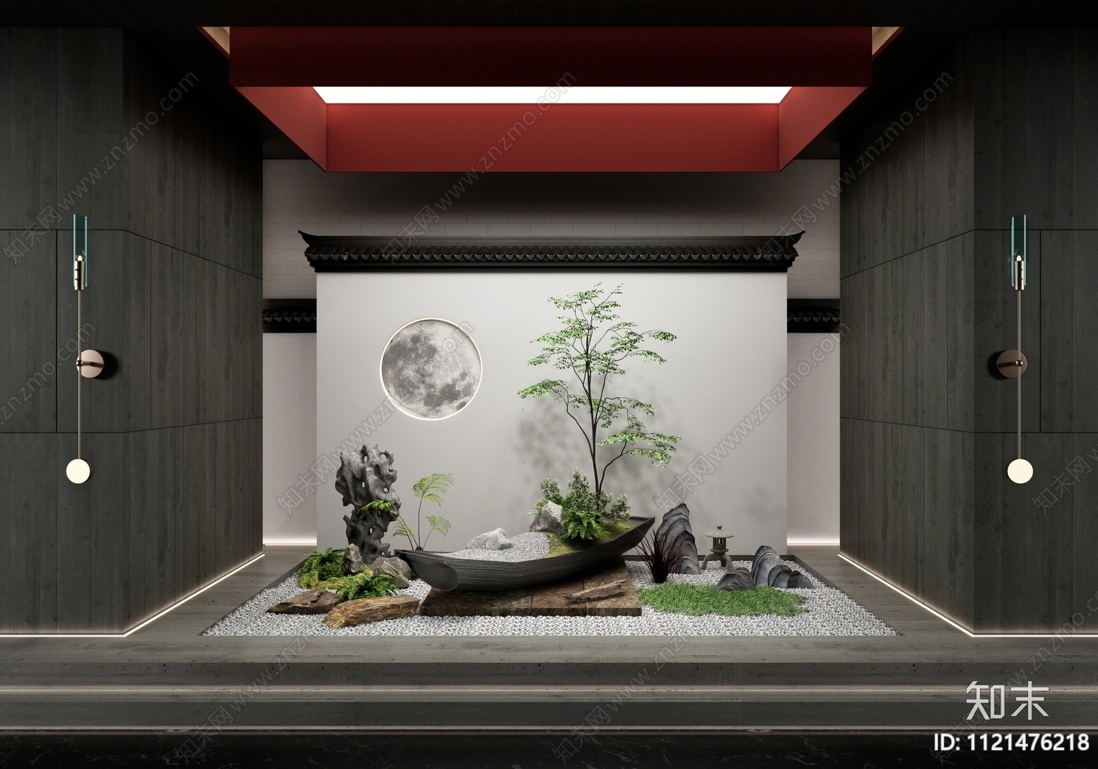 新中式庭院景观小品3D模型下载【ID:1121476218】