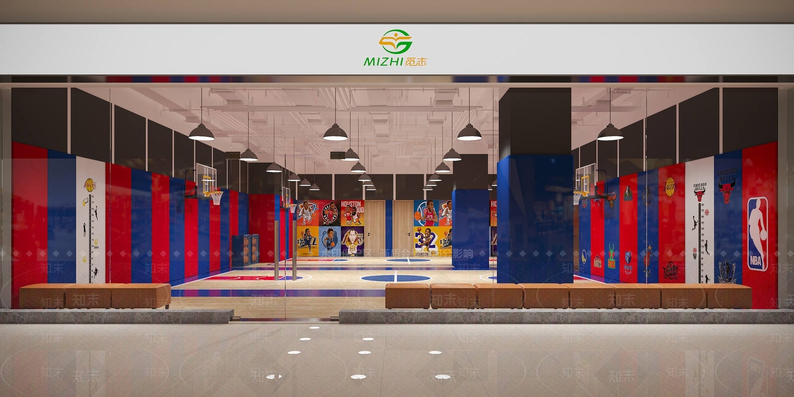 现代室内儿童篮球馆3D模型下载【ID:1121478323】