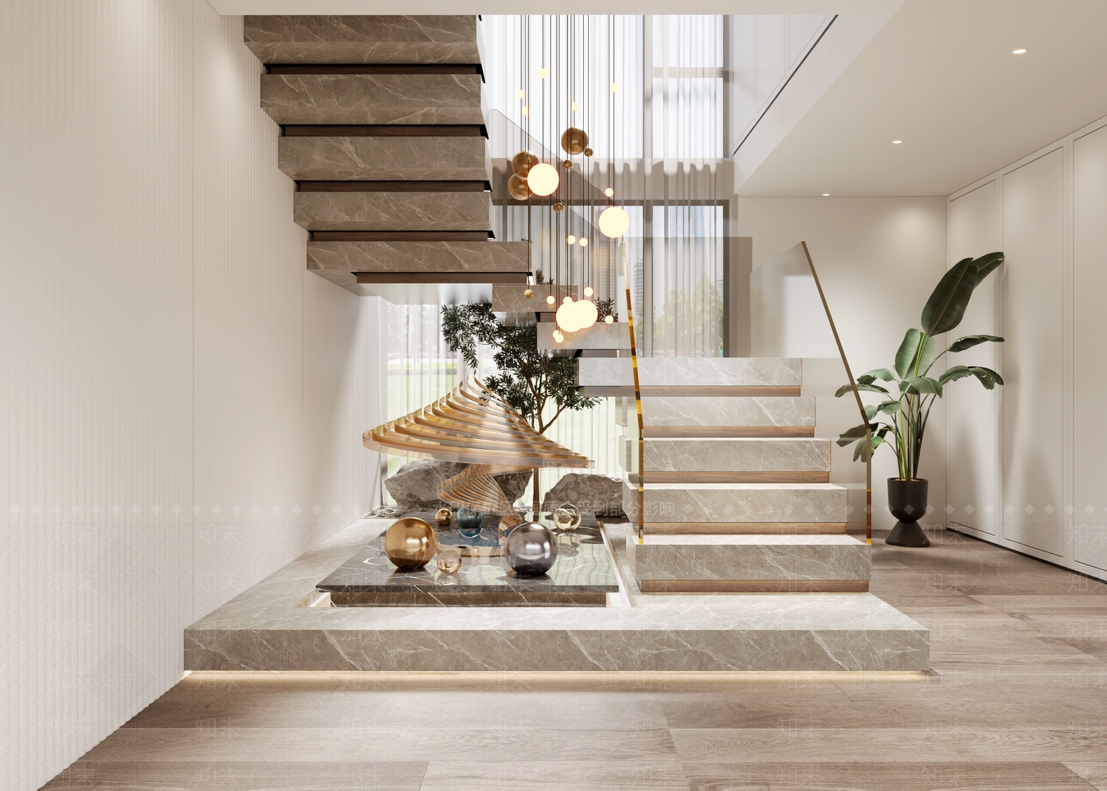 现代楼梯间3D模型下载【ID:1121483822】