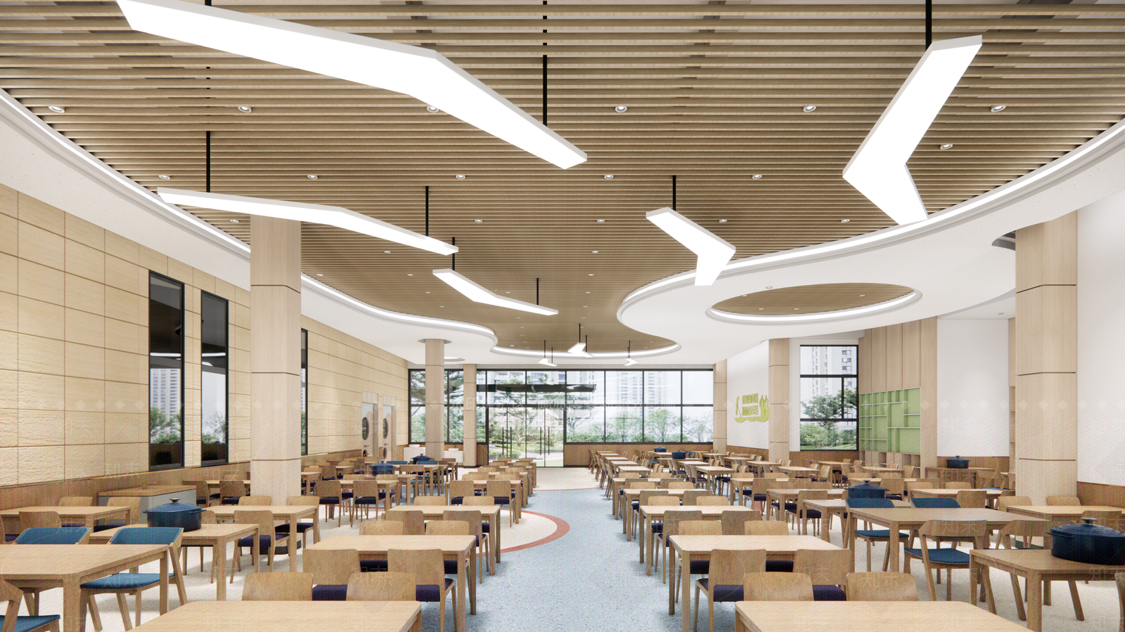 现代校园餐厅SU模型下载【ID:1121644901】