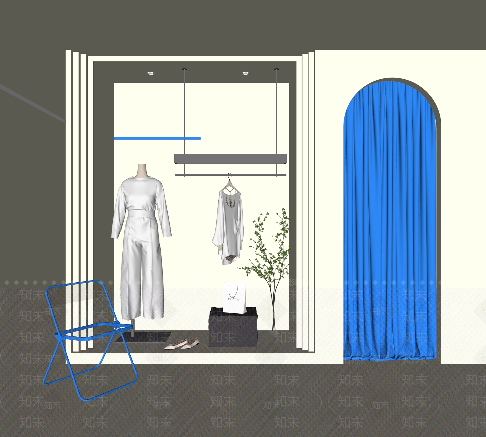 现代服装店橱窗SU模型下载【ID:1121490122】