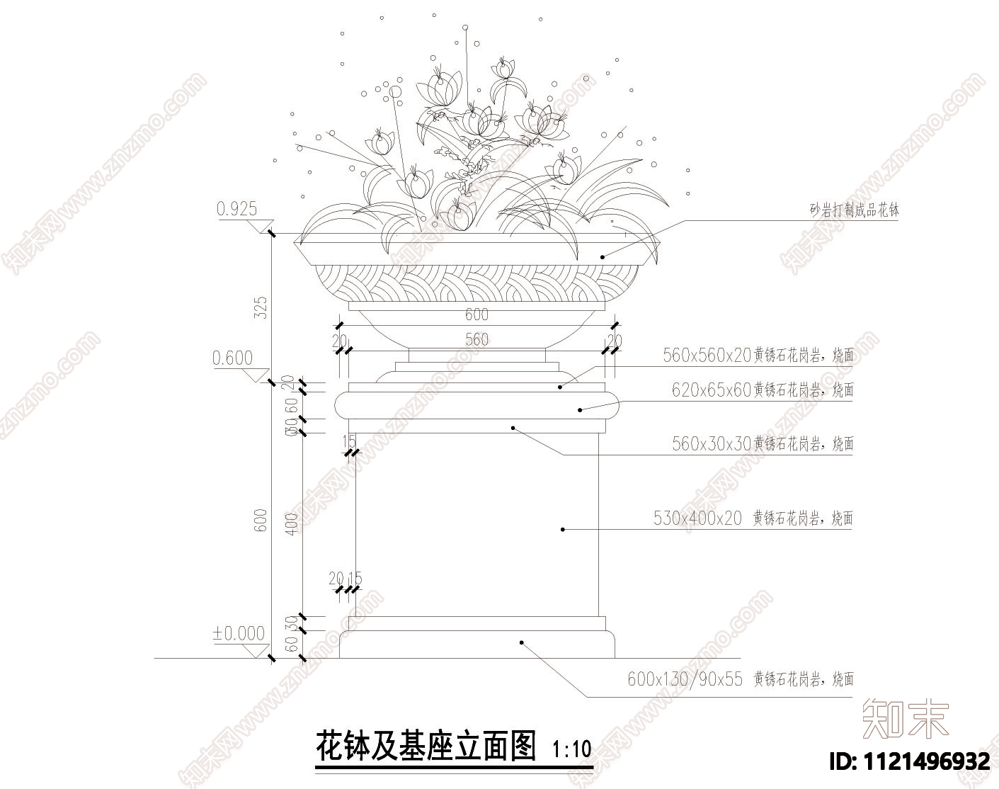 花钵及端柱详图施工图施工图下载【ID:1121496932】